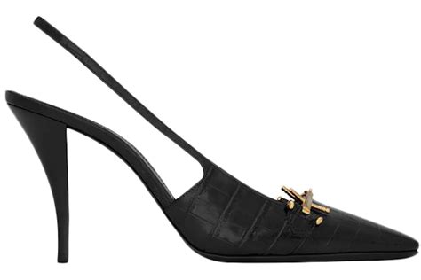 ysl blade slingback|Blade slingback pumps in crocodile.